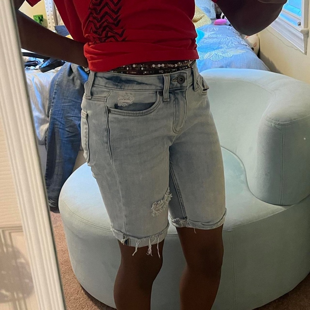 Light wash jean shorts